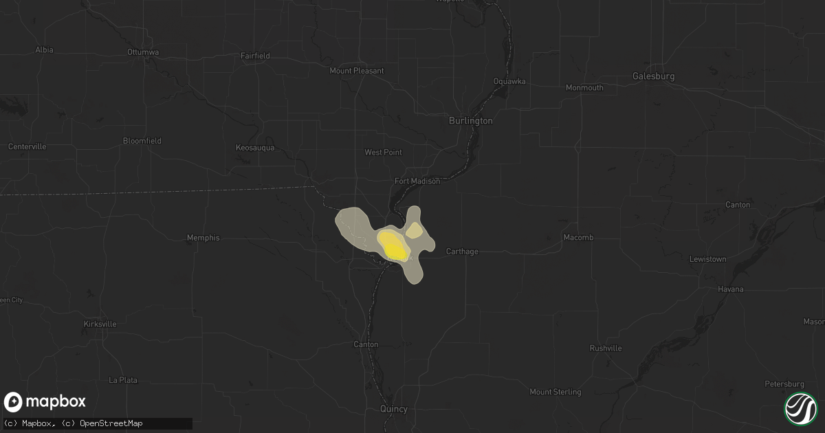 Hail map in Nauvoo, IL on July 30, 2025