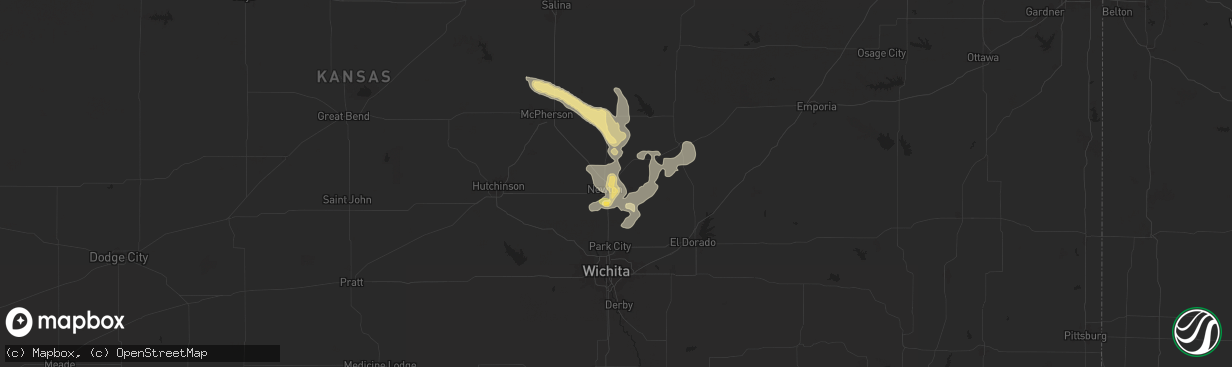 Hail map in Newton, KS on July 30, 2025