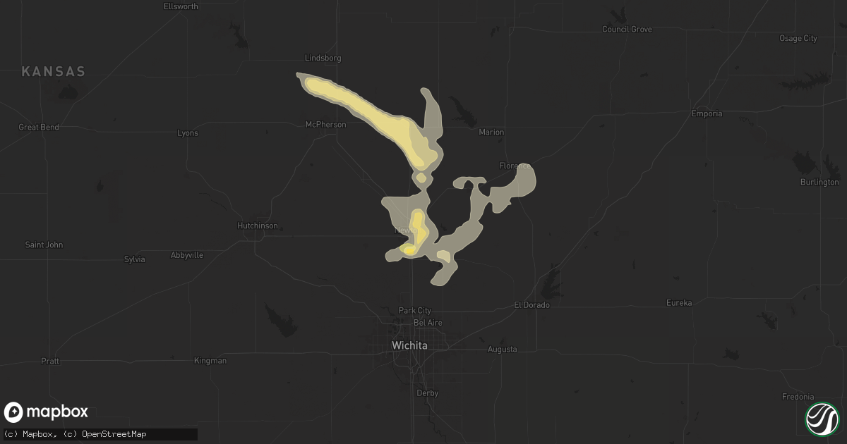Hail map in Newton, KS on July 30, 2025