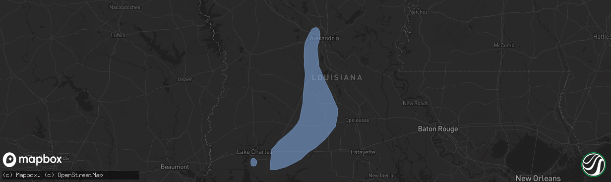 Hail map in Oakdale, LA on July 30, 2025