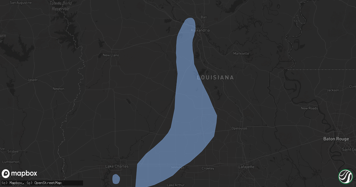 Hail map in Oakdale, LA on July 30, 2025