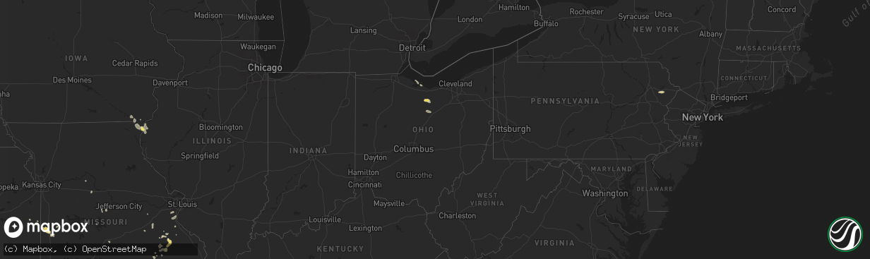 Hail map in Ohio on July 30, 2025