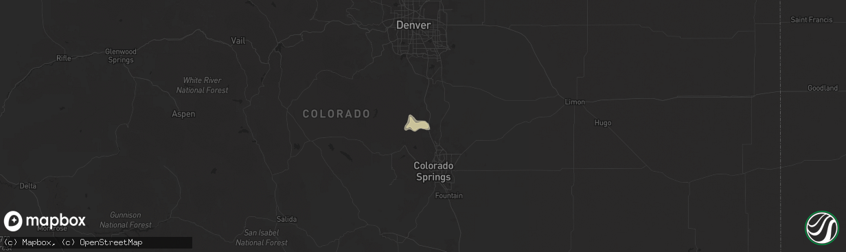Hail map in Palmer Lake, CO on July 30, 2025