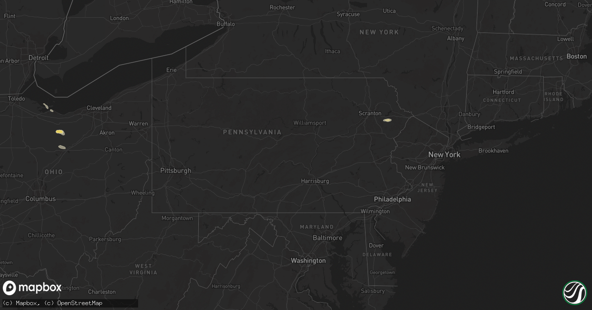 Hail map in Pennsylvania on July 30, 2025