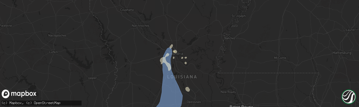 Hail map in Pineville, LA on July 30, 2025