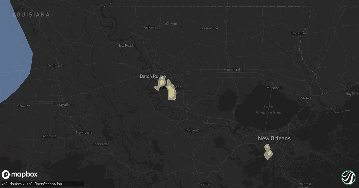 Hail map in Prairieville, LA on July 30, 2025