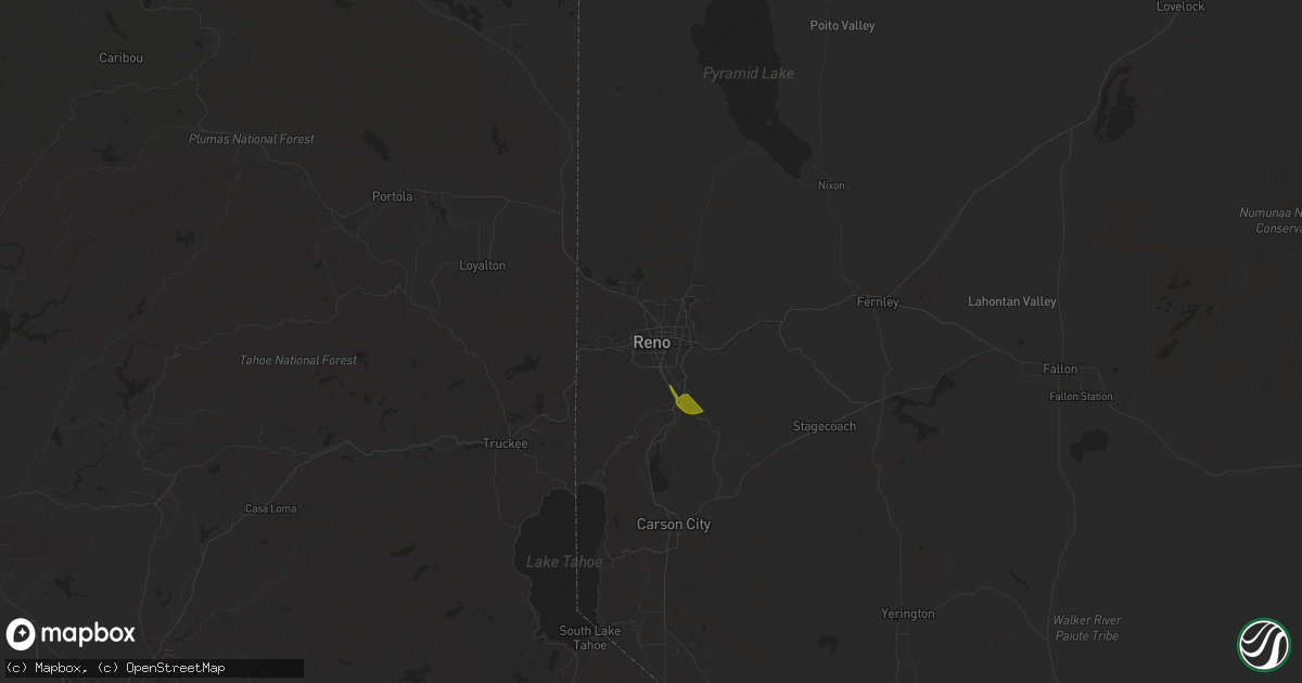 Hail map in Reno, NV on July 30, 2025