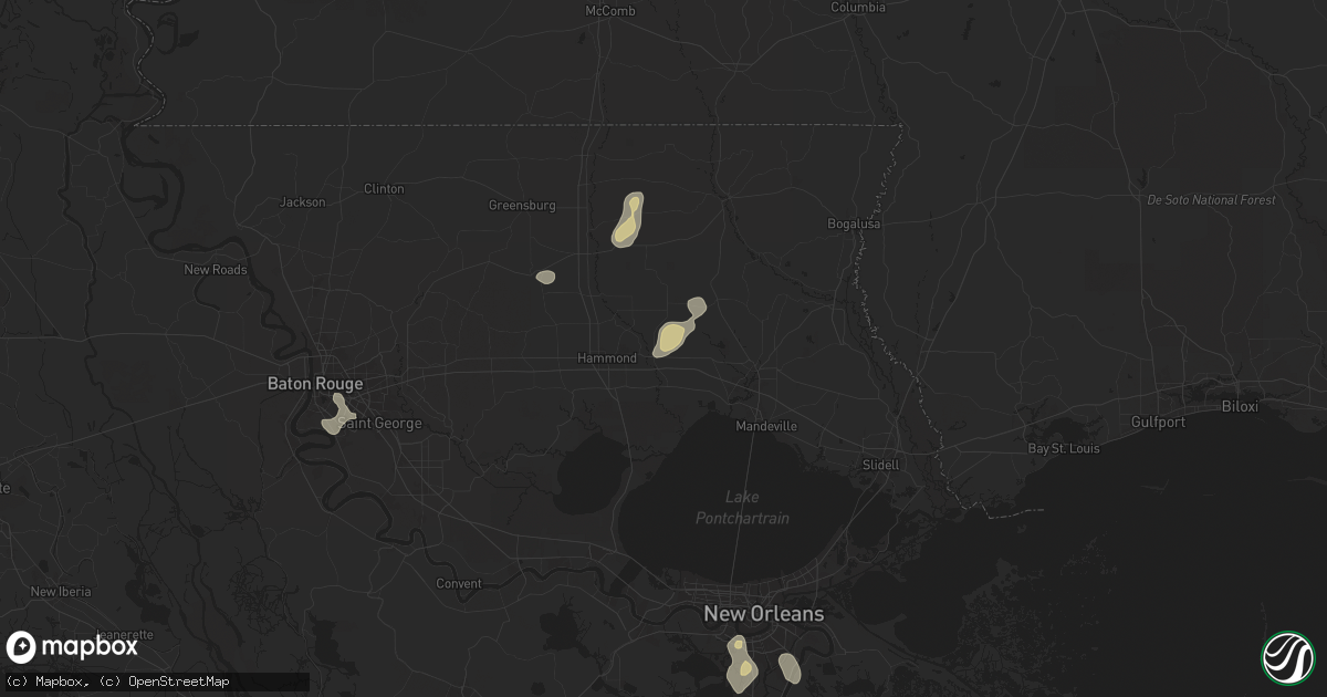Hail map in Robert, LA on July 30, 2025