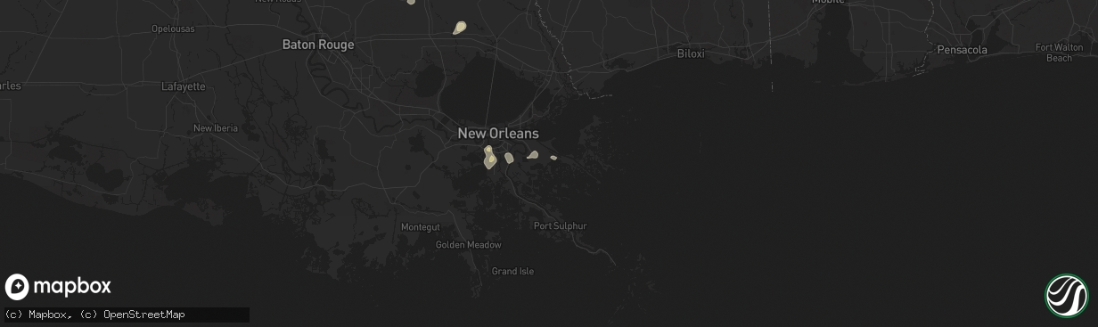Hail map in Saint Bernard, LA on July 30, 2025