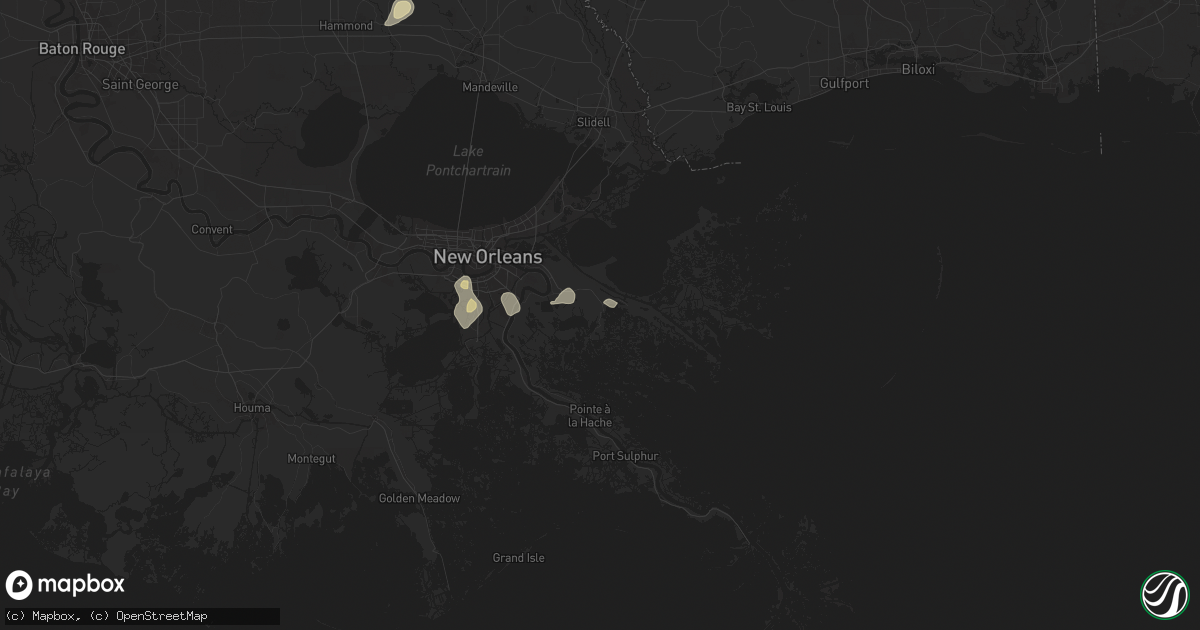 Hail map in Saint Bernard, LA on July 30, 2025