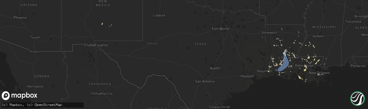 Hail map in Texas on July 30, 2025