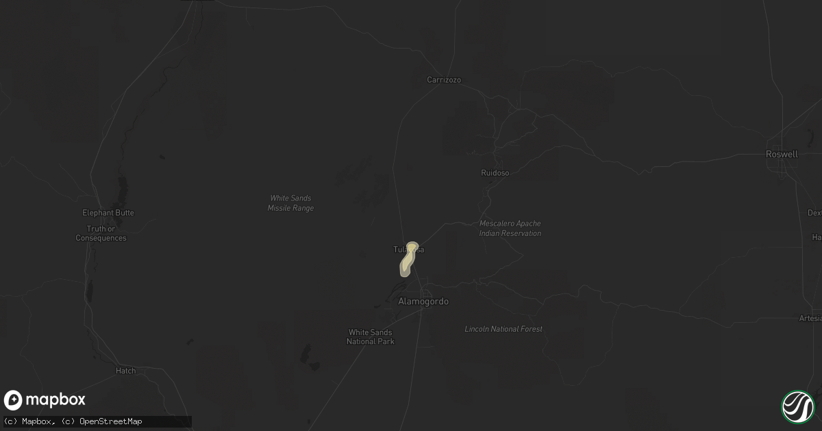 Hail map in Tularosa, NM on July 30, 2025