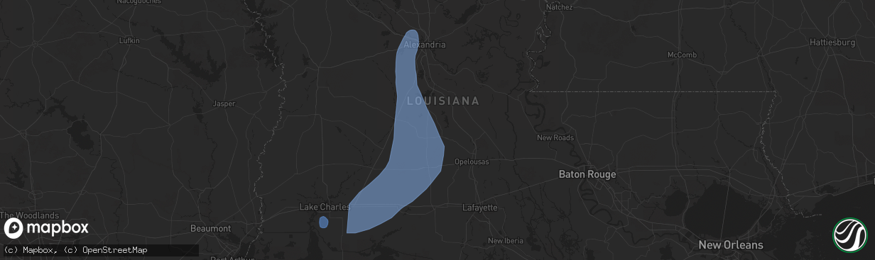 Hail map in Ville Platte, LA on July 30, 2025