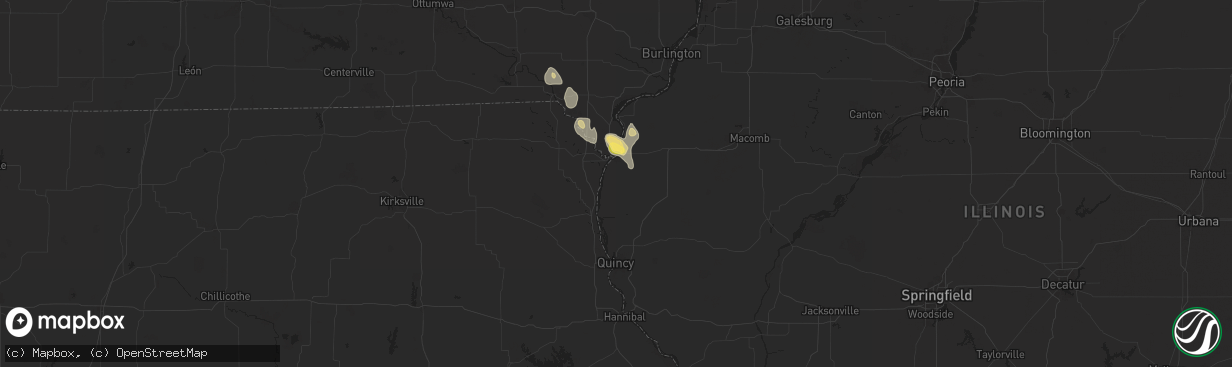 Hail map in Warsaw, IL on July 30, 2025