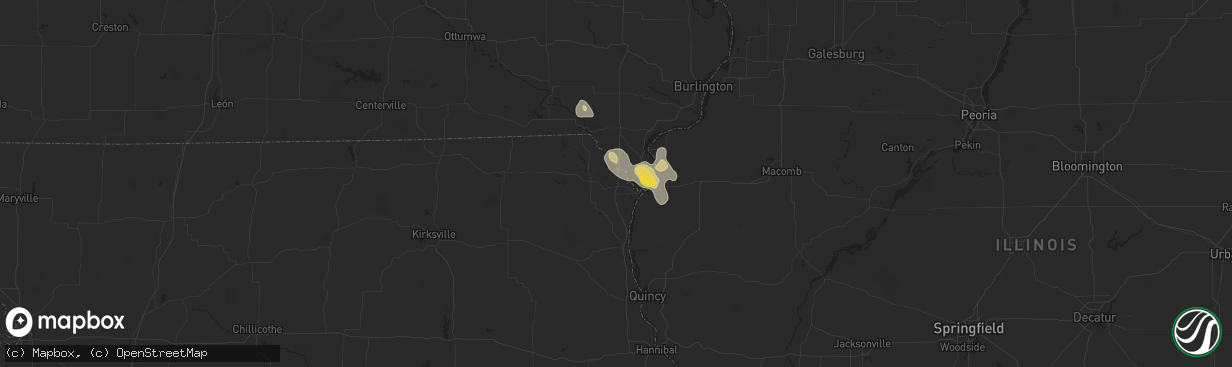 Hail map in Wayland, MO on July 30, 2025