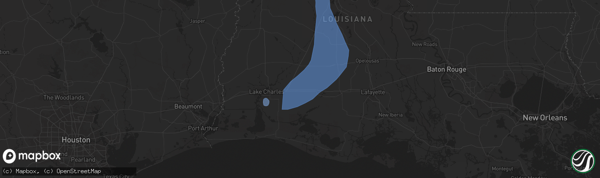 Hail map in Welsh, LA on July 30, 2025