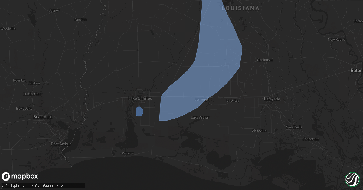 Hail map in Welsh, LA on July 30, 2025