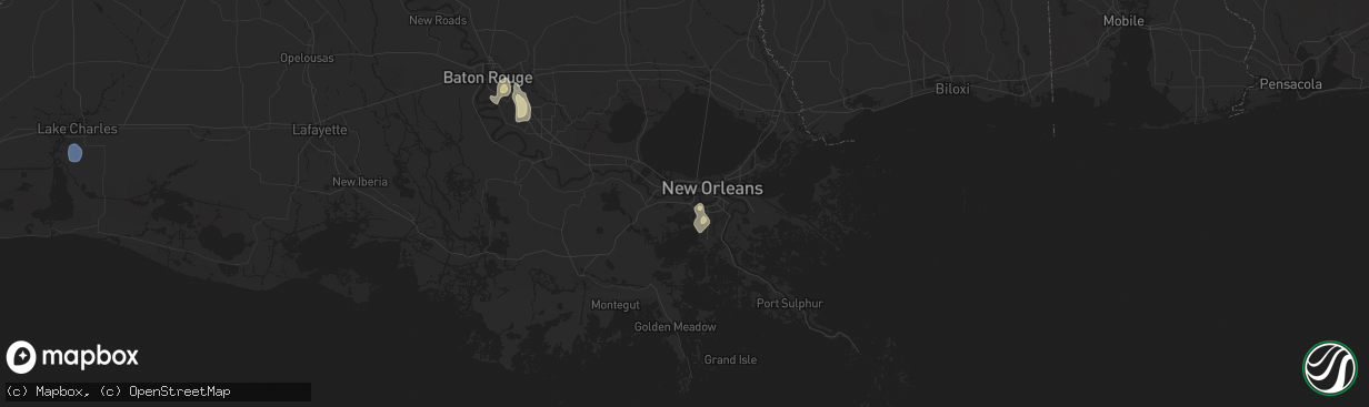 Hail map in Westwego, LA on July 30, 2025