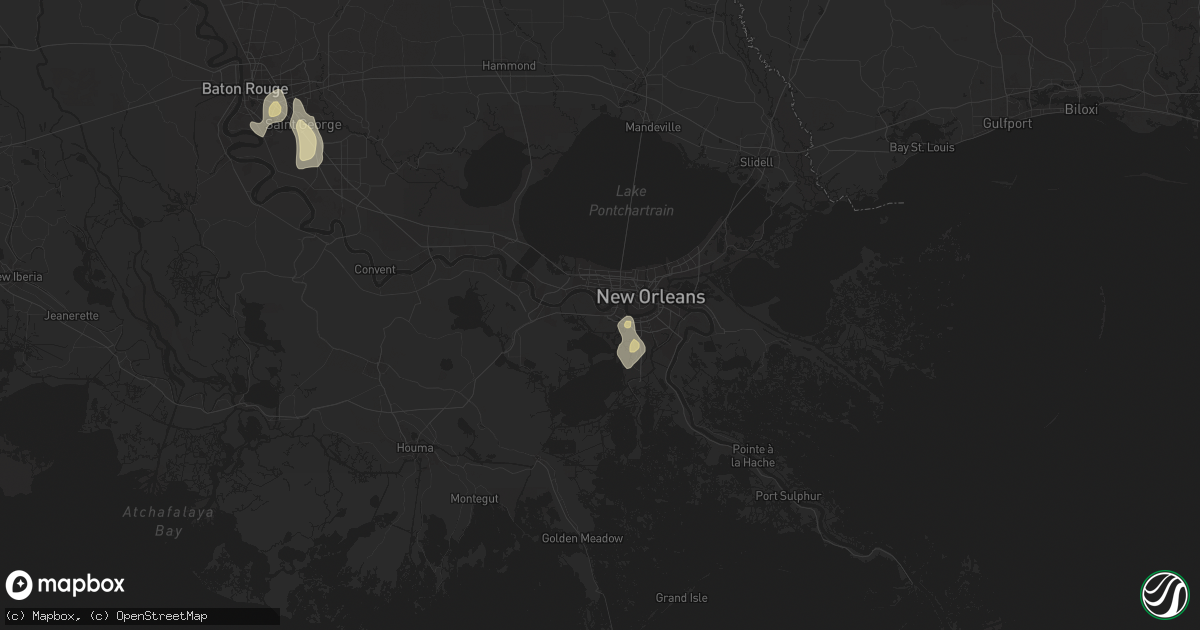 Hail map in Westwego, LA on July 30, 2025