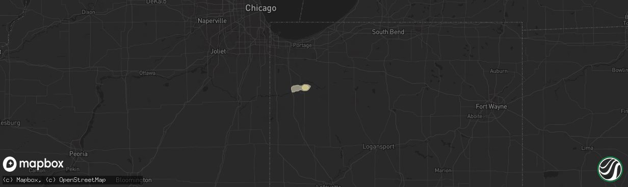 Hail map in Wheatfield, IN on July 30, 2025