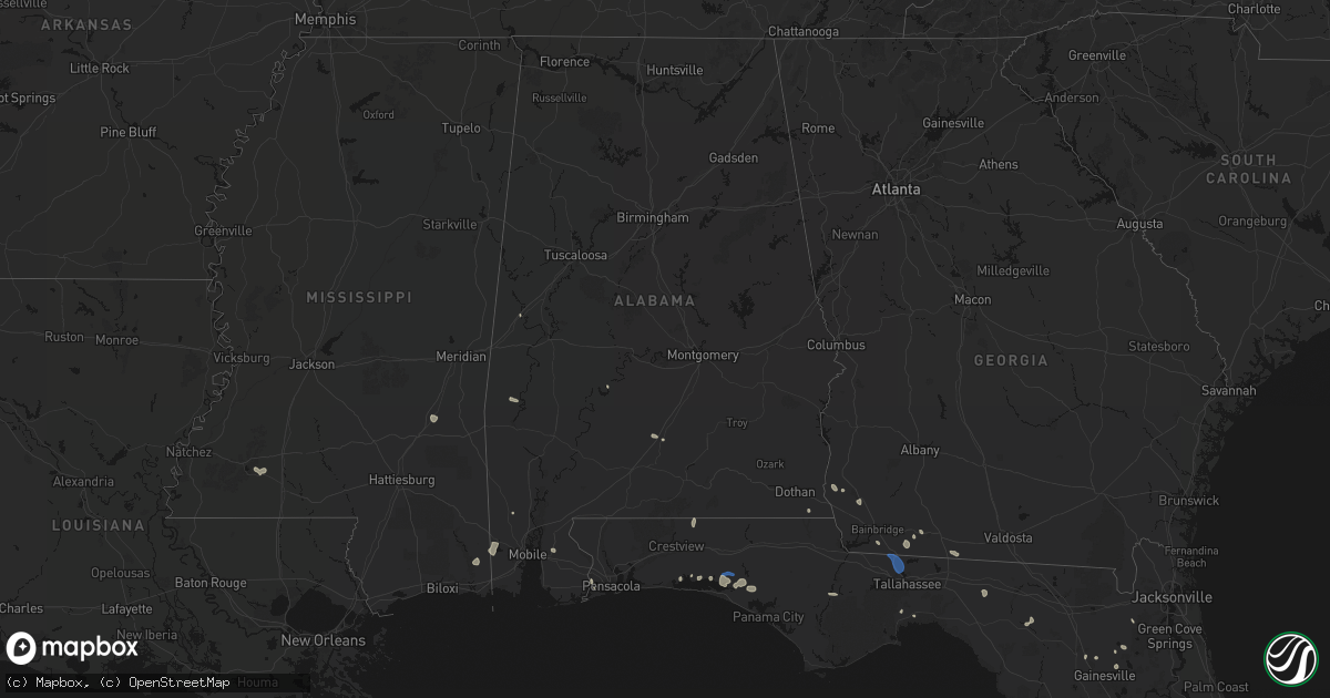 Hail map in Alabama on July 30, 2026