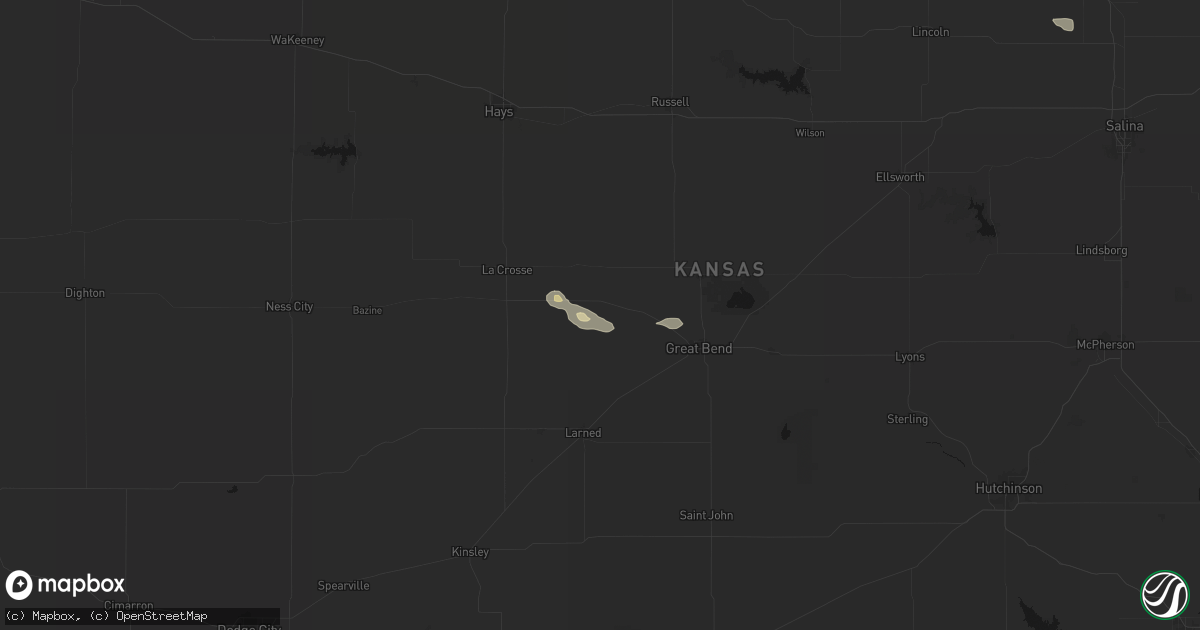 Hail map in Albert, KS on July 30, 2026