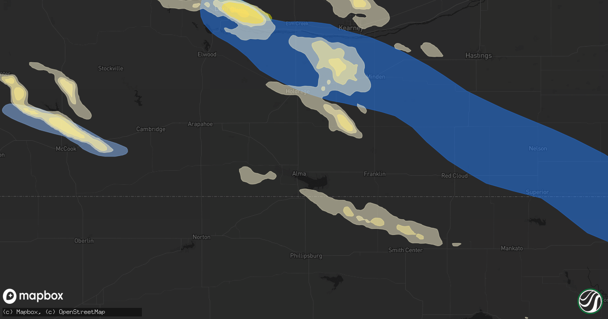 Hail map in Alma, NE on July 30, 2026