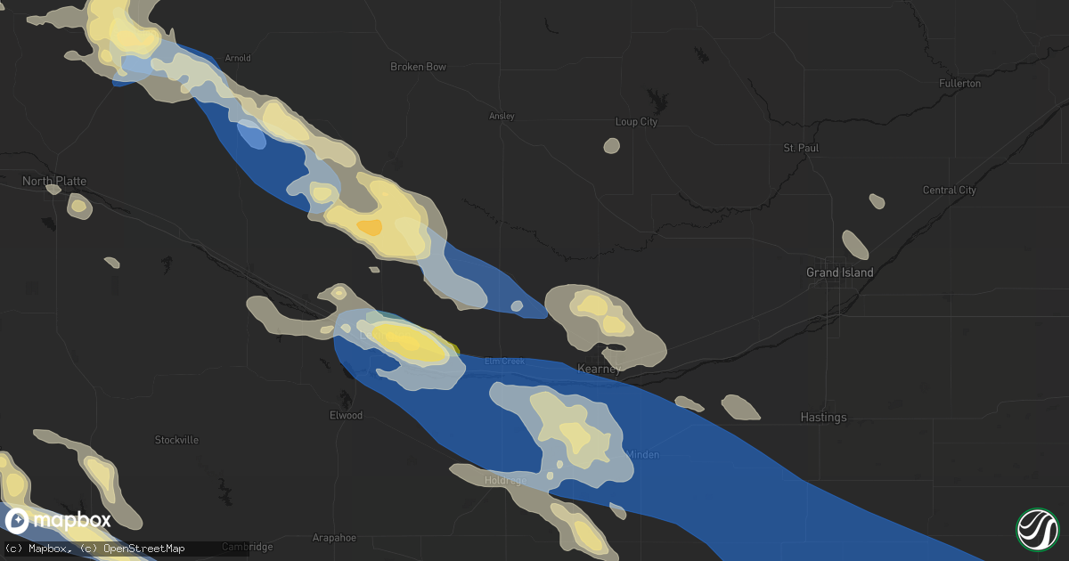 Hail map in Amherst, NE on July 30, 2026
