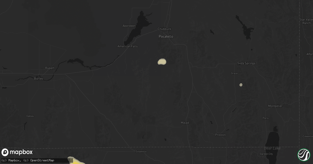 Hail map in Arbon, ID on July 30, 2026