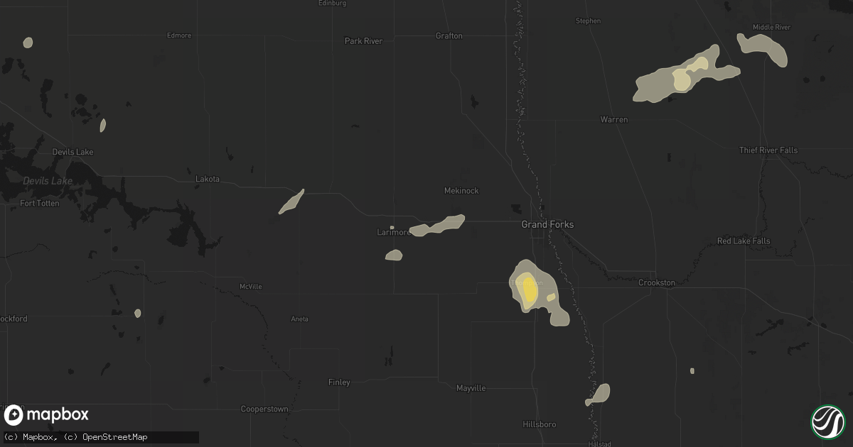 Hail map in Arvilla, ND on July 30, 2026