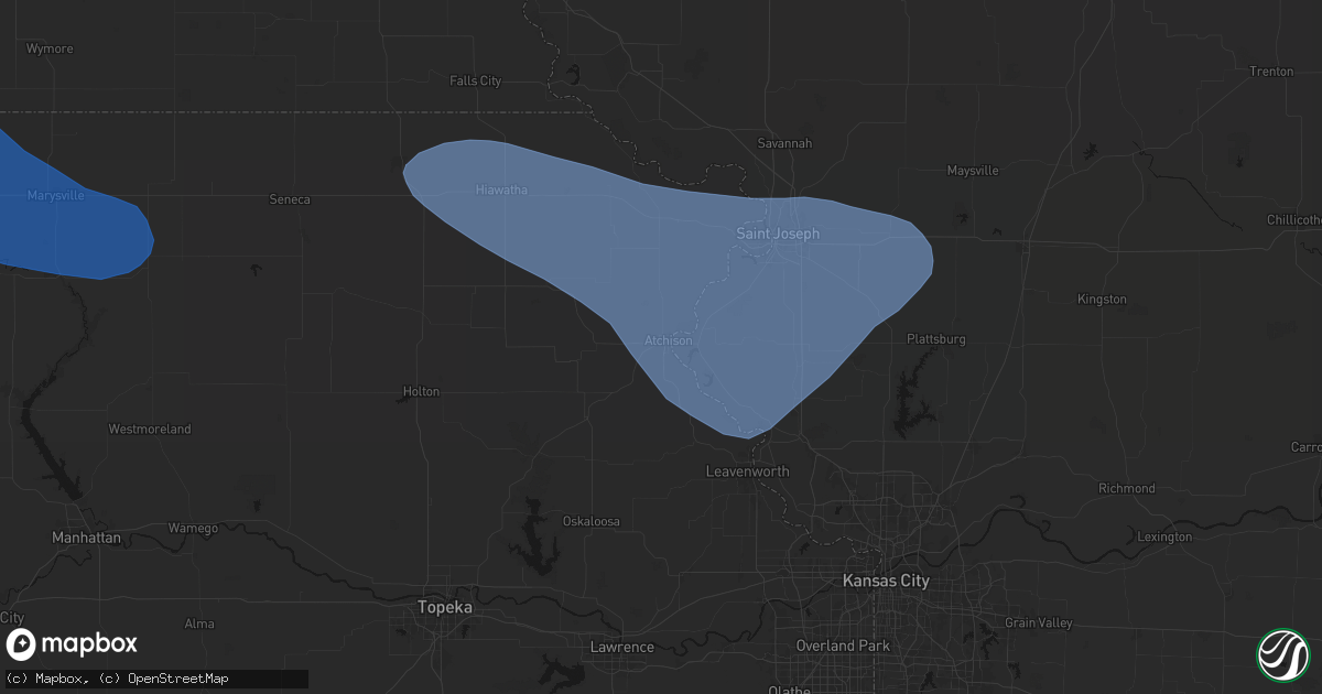 Hail map in Atchison, KS on July 30, 2026