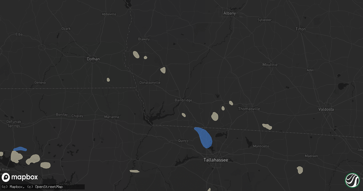 Hail map in Bainbridge, GA on July 30, 2026
