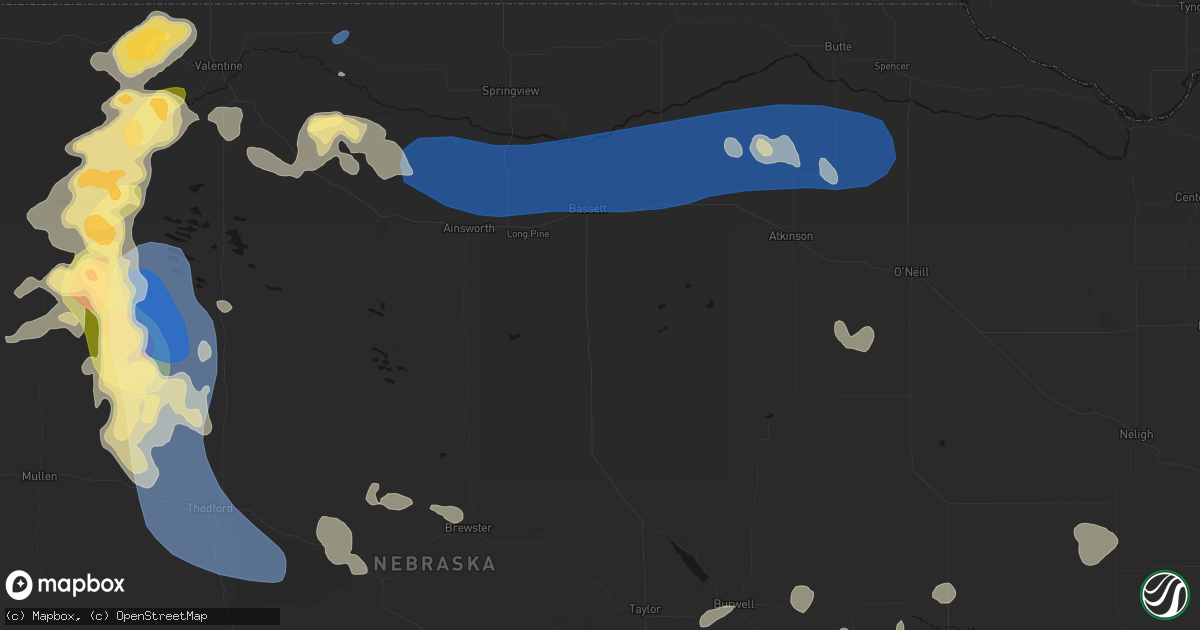 Hail map in Bassett, NE on July 30, 2026