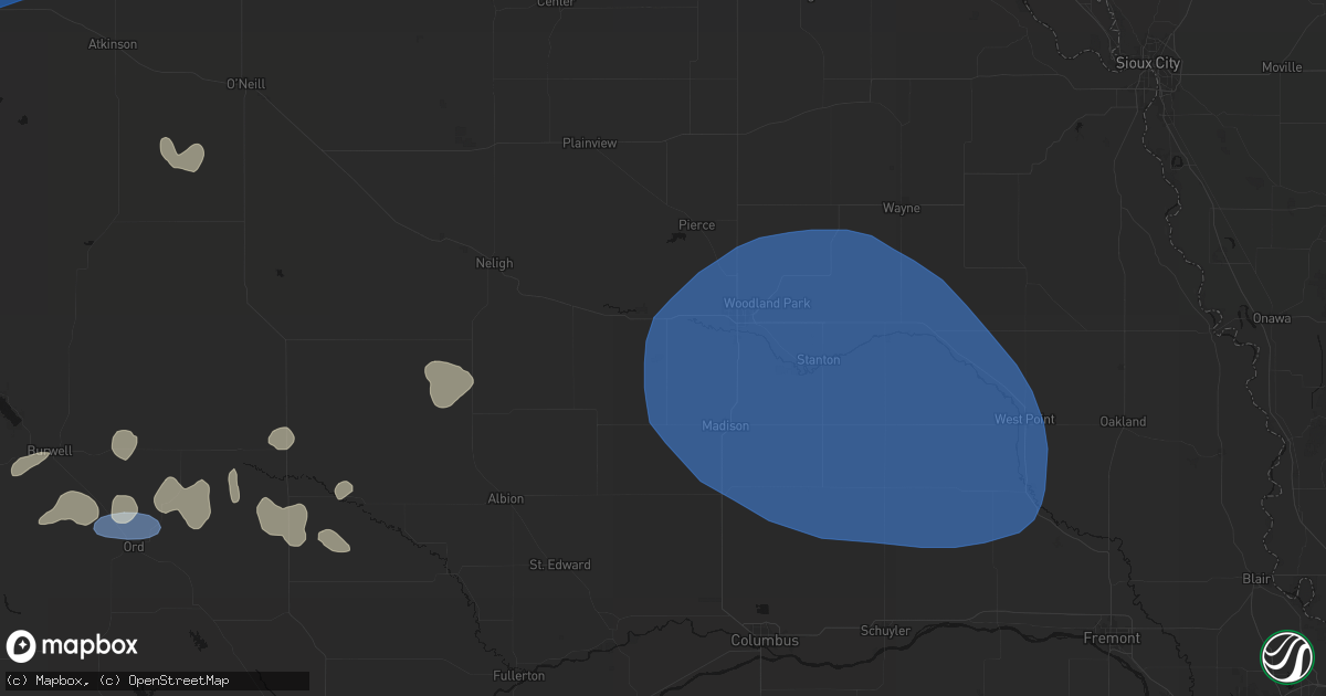Hail map in Battle Creek, NE on July 30, 2026