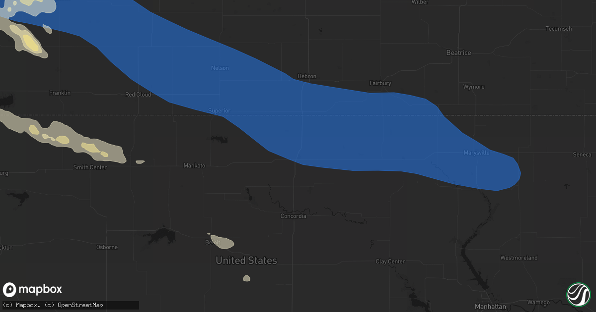 Hail map in Belleville, KS on July 30, 2026