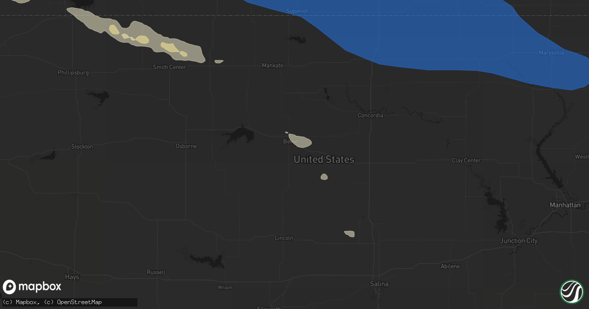 Hail map in Beloit, KS on July 30, 2026