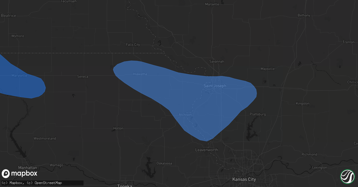 Hail map in Bendena, KS on July 30, 2026