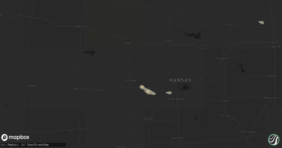 Hail map in Bison, KS on July 30, 2026