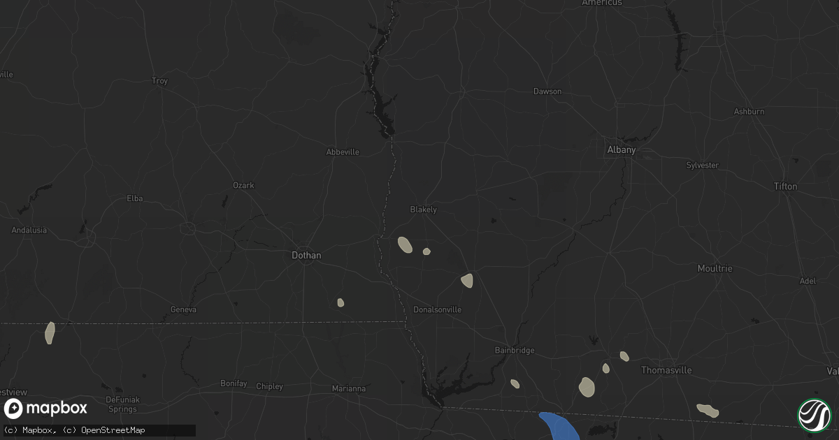 Hail map in Blakely, GA on July 30, 2026