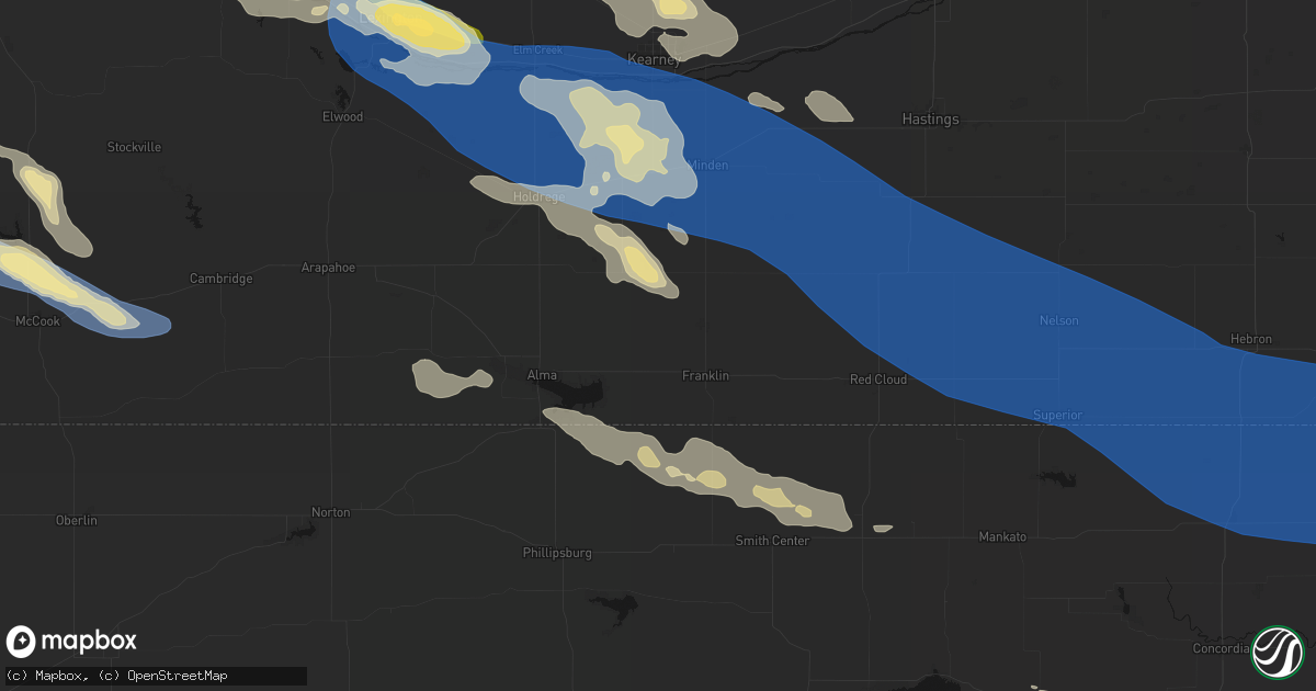 Hail map in Bloomington, NE on July 30, 2026