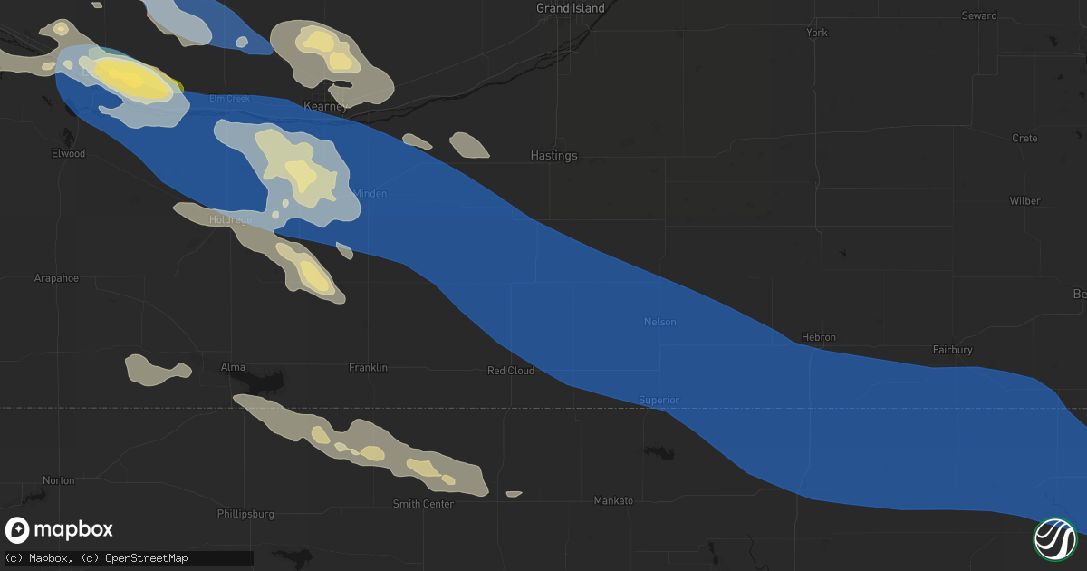 Hail map in Blue Hill, NE on July 30, 2026