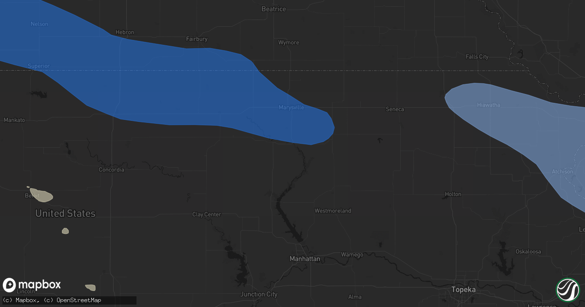 Hail map in Blue Rapids, KS on July 30, 2026