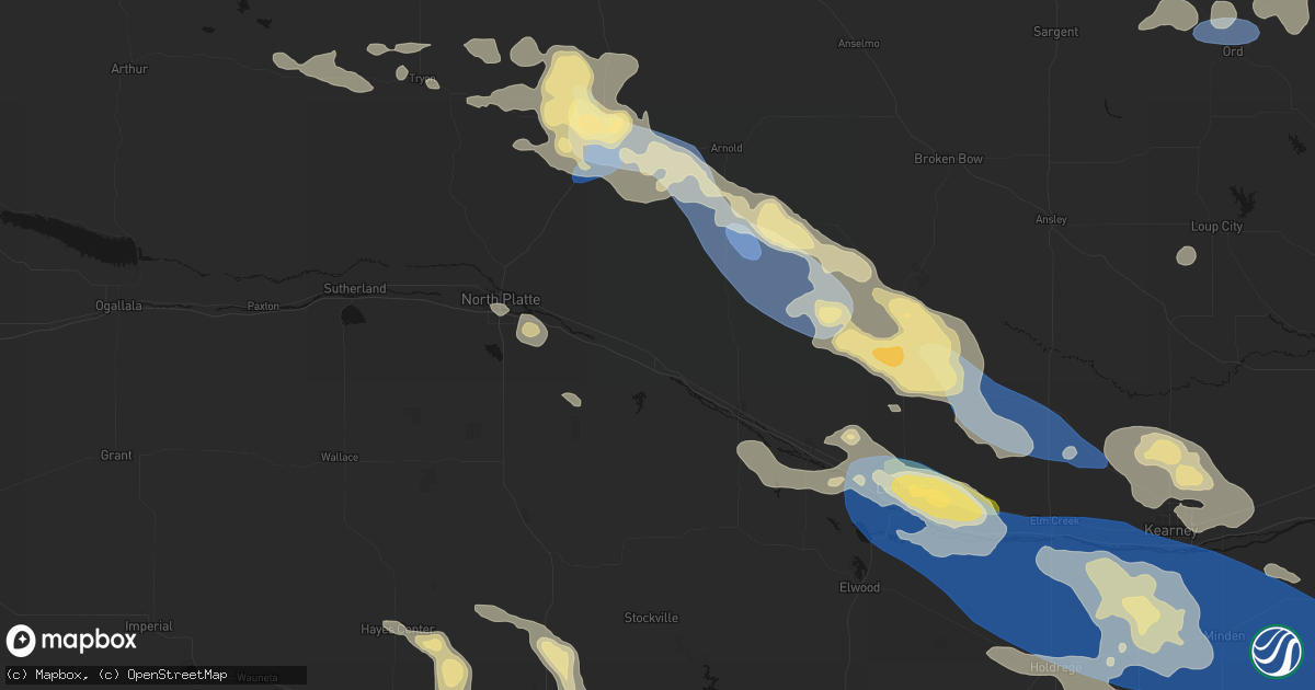 Hail map in Brady, NE on July 30, 2026