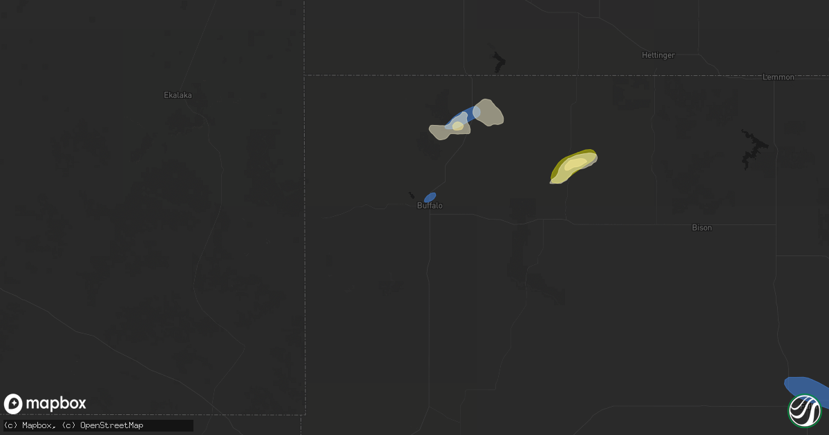Hail map in Buffalo, SD on July 30, 2026