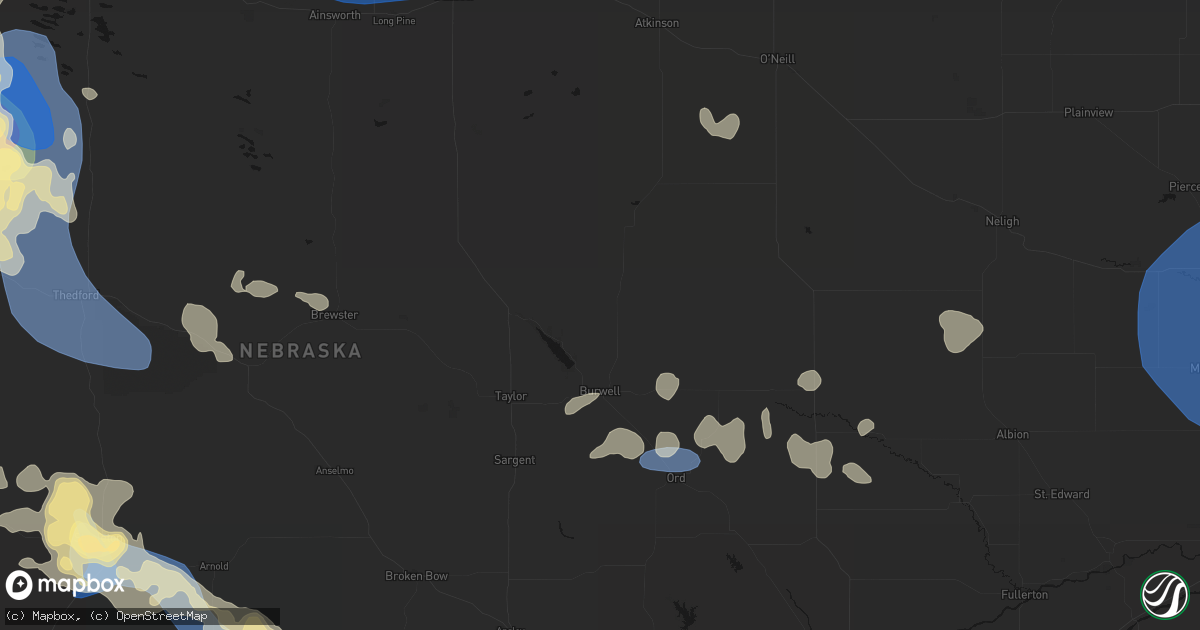 Hail map in Burwell, NE on July 30, 2026