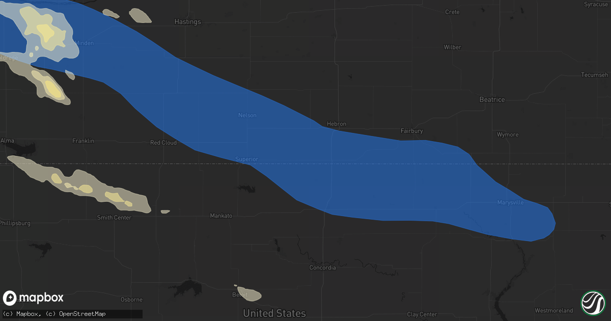 Hail map in Byron, NE on July 30, 2026