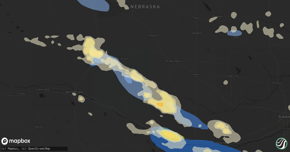 Hail map in Callaway, NE on July 30, 2026