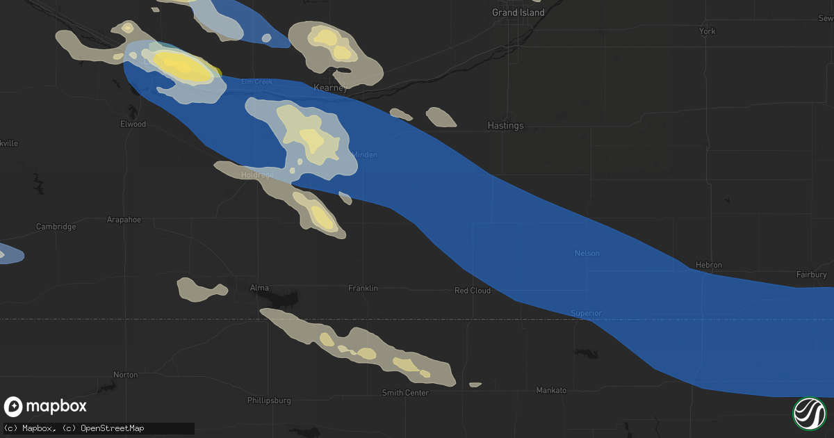 Hail map in Campbell, NE on July 30, 2026
