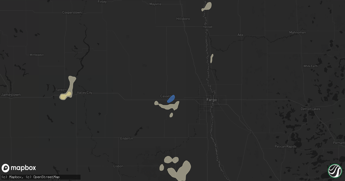 Hail map in Casselton, ND on July 30, 2026