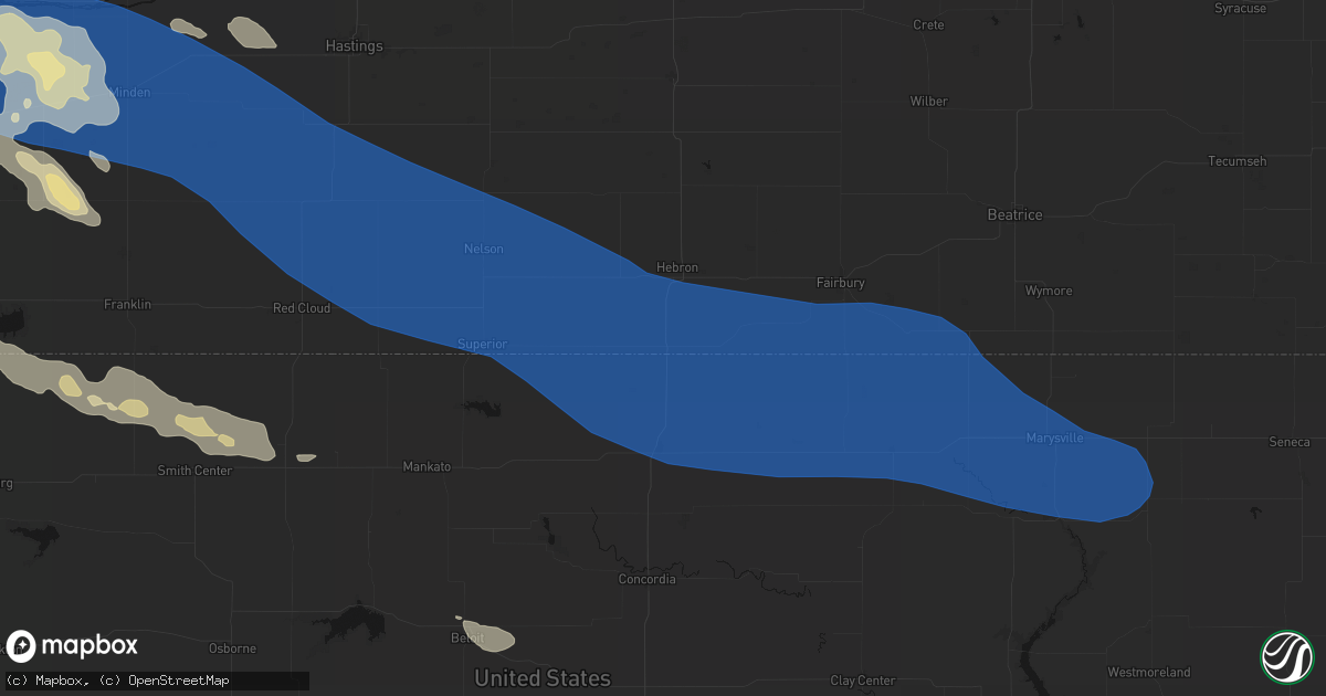 Hail map in Chester, NE on July 30, 2026